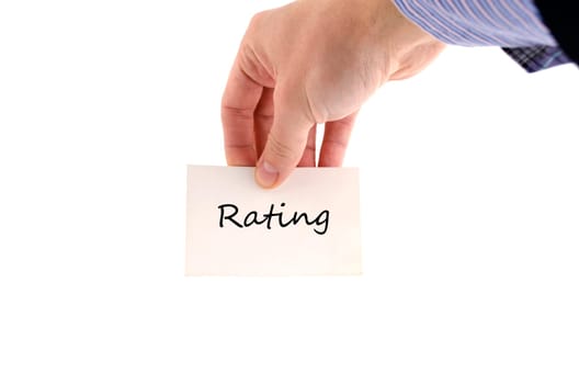 Ratings text concept isolated over white background