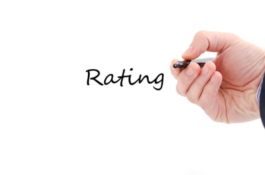 Ratings text concept isolated over white background