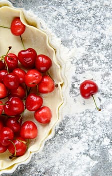 the fresh cherries and pie dough
