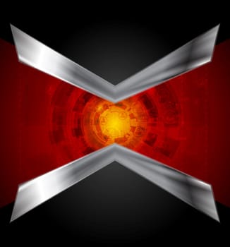 Dark tech design with metallic arrows