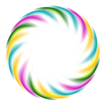 Colorful iridescent round logo on white background
