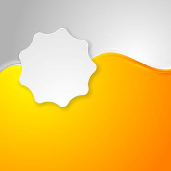 Bright orange waves and white label sticker