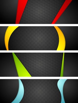 Abstract dark corporate banners with bright waves