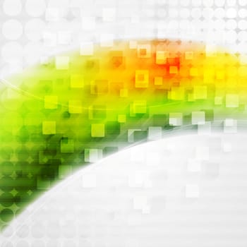 Bright colorful tech wavy background. Small squares design