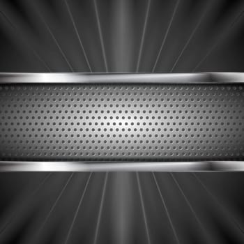 Metallic aluminum perforated banner and dark beams