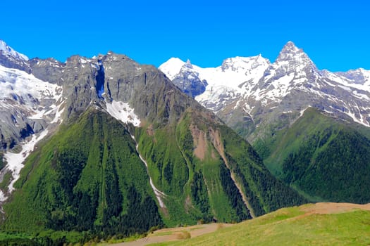 Image of beautiful landscape with Caucasus mountains