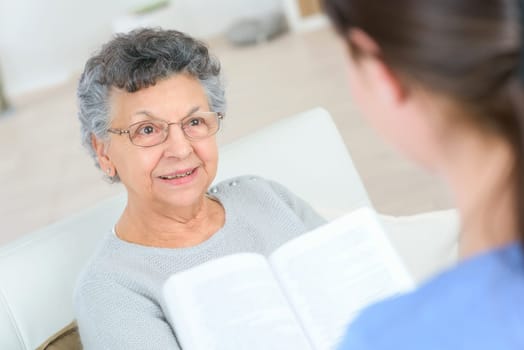 Reading to grandma