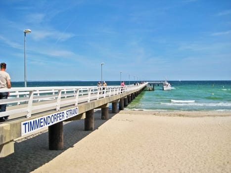 Timmendorfer Strand, Germany - May 23, 2008: Pier of Timmendorfer Strand - beach and baltic sea