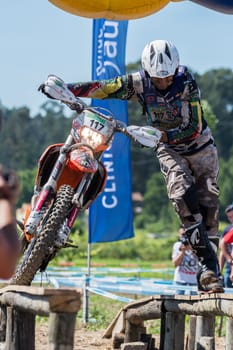 PENAFIEL, PORTUGAL - JUNE 19, 2016: Expert pilot Paulo Miranda (PRT) during the Extreme Lagares 2016.