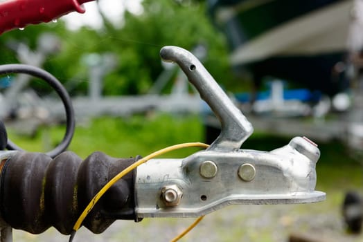 A close-up trailer hook for boats