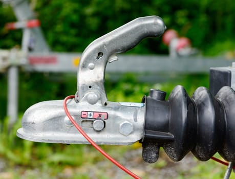 A close-up trailer hook for boats