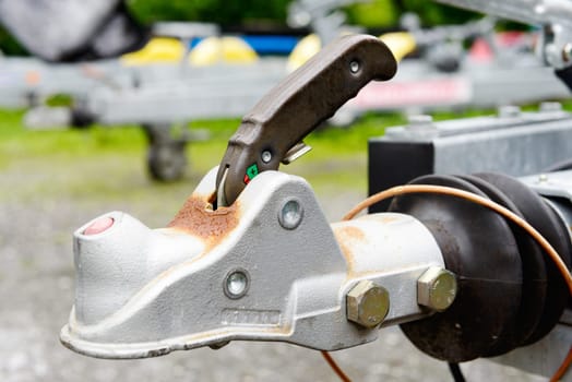 A close-up trailer hook for boats