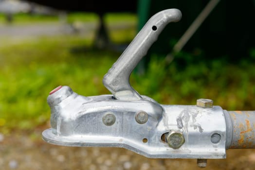 A close-up trailer hook for boats