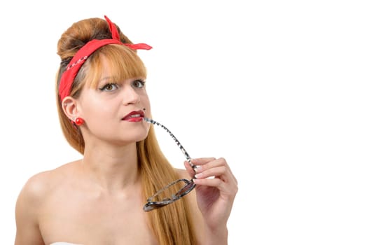 a portrait of retro beautiful pin up girl