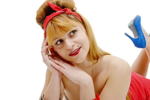 a portrait of retro beautiful pin up girl