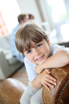 Portrait of cute little boy looking at camera