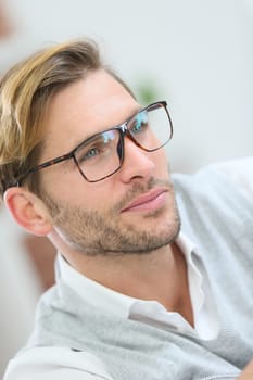 Portrait of handsome man with eyeglasses on