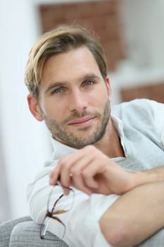 Portrait of handsome man with eyeglasses on
