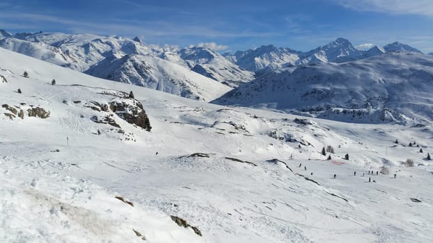 The Alpe d Huez ski domain in the French Alps