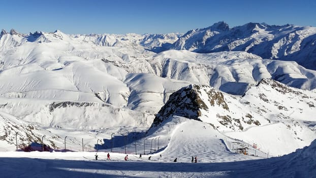 The Alpe d Huez ski domain in the French Alps