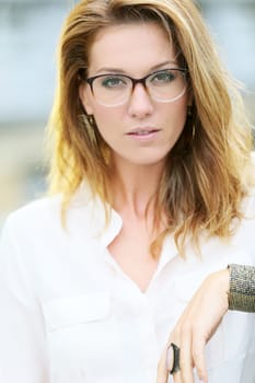 Portrait of mature woman with eyeglasses