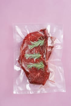 Roast beef sealed in an airtight plastic bag ready for sous vide cooking