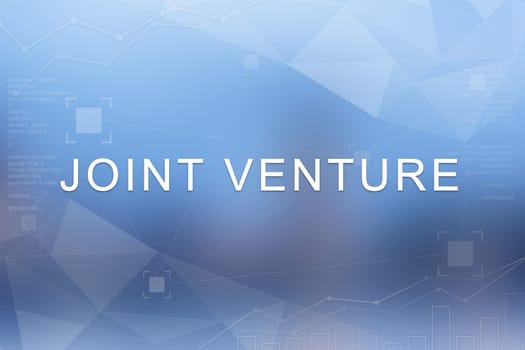 joint venture word on blue blurred and polygon background