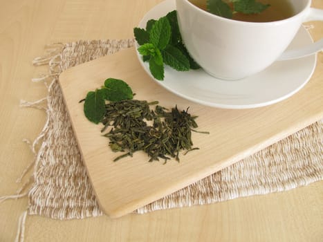 Green tea with mint leaves