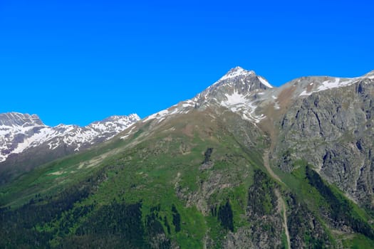 Scenery of mountains in Caucasus region in Russia