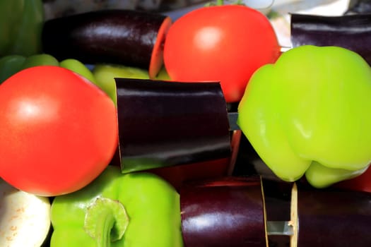 Image of red green and violet raw vegetable
