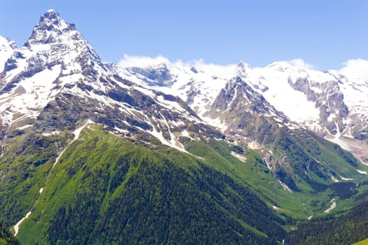 Photo of landscape with Russian Caucasus rockies