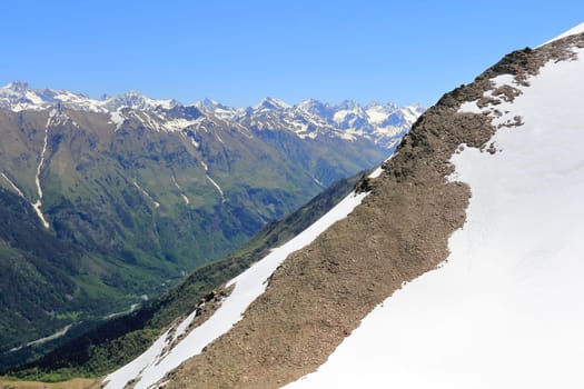 Scenery of rockies in Caucasus region in Russia