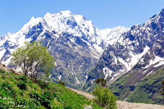 Scenery of rockies in Caucasus region in Russia