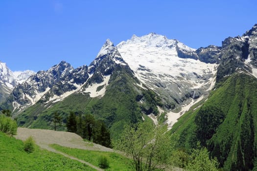 Image of beautiful landscape with Caucasus mountains