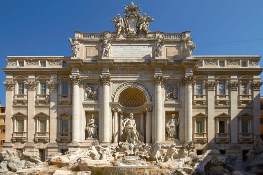 Wide Angle View of The Famous Trevi Fountain in Rome Italy