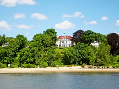 Hamburg district Blankenese, view from river Elbe