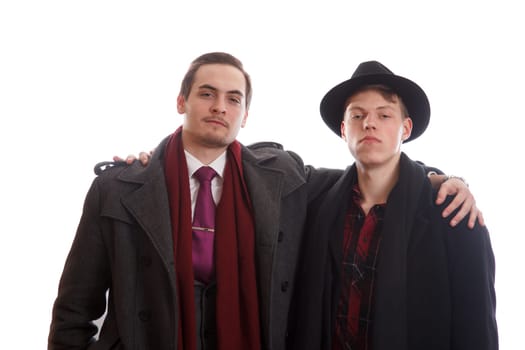 Two well dressed men on white background
