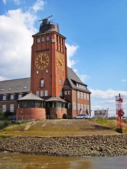 Hamburg, Germany - May 24, 2008: Building of Hamburg Harbor Pilots Association (Lotsenhaus Seemannshoft) at the entrance to the port of Hamburg, river Elbe, Germany