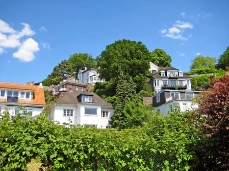 Hamburg, Germany - May 24, 2008: Hamburg district Blankenese, the exclusive residential area and suburb of the city. Luxury houses in the hills near the Elbe riversides.