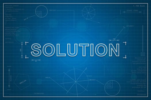 Solution on paper blueprint background, business concept