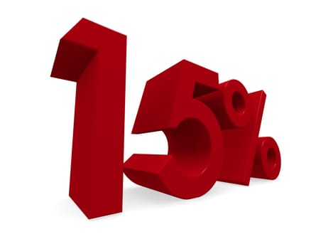 Discount concept image with a red percent icon, 3d rendering
