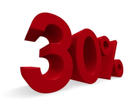 Discount concept image with a red percent icon, 3d rendering
