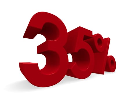 Discount concept image with a red percent icon, 3d rendering