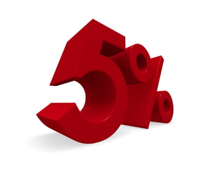 Discount concept image with a red percent icon, 3d rendering