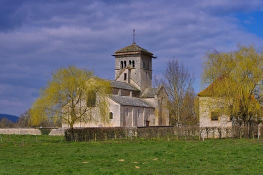 Romanesque church in Malay Burgundy,France - romanesque Malay church in Burgundy,France