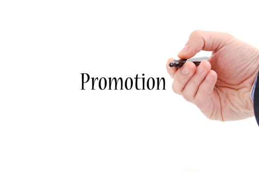 Promotion text concept isolated over white background