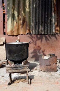 Local stove kitchen outdoor vertical in Laos