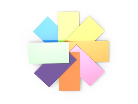 3D rendering Colorful card isolated with white