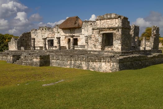 Mayan Ruins of Temple in Tulum Mexico.