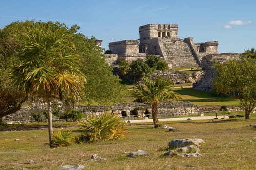 Mayan Ruins of Temple in Tulum Mexico.